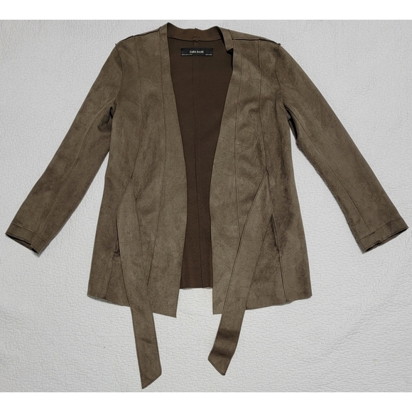 ZARA Faux Suede Front Tie Jacket - Picture 5 of 10